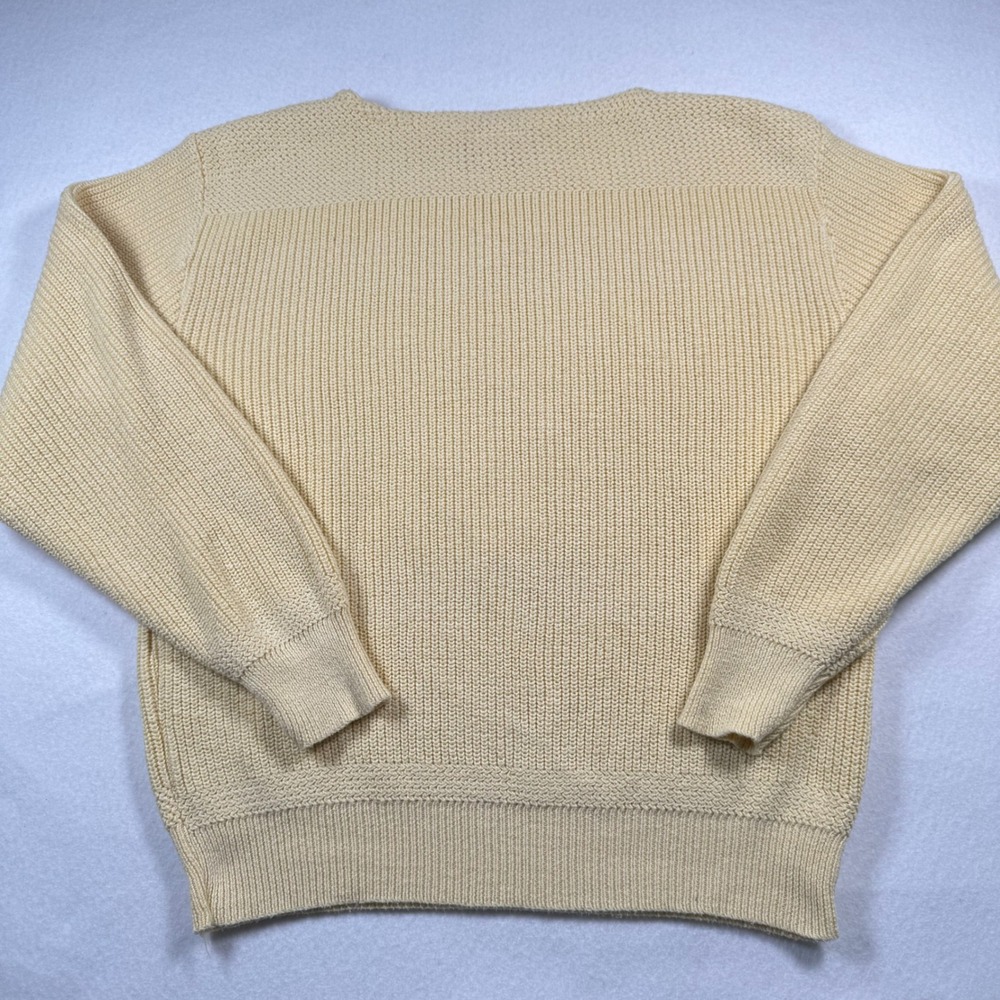 Vintage Fall River Knitting Mills Yellow Cotton Ribbed Boat Neck Sweater XL USA - Picture 7 of 9